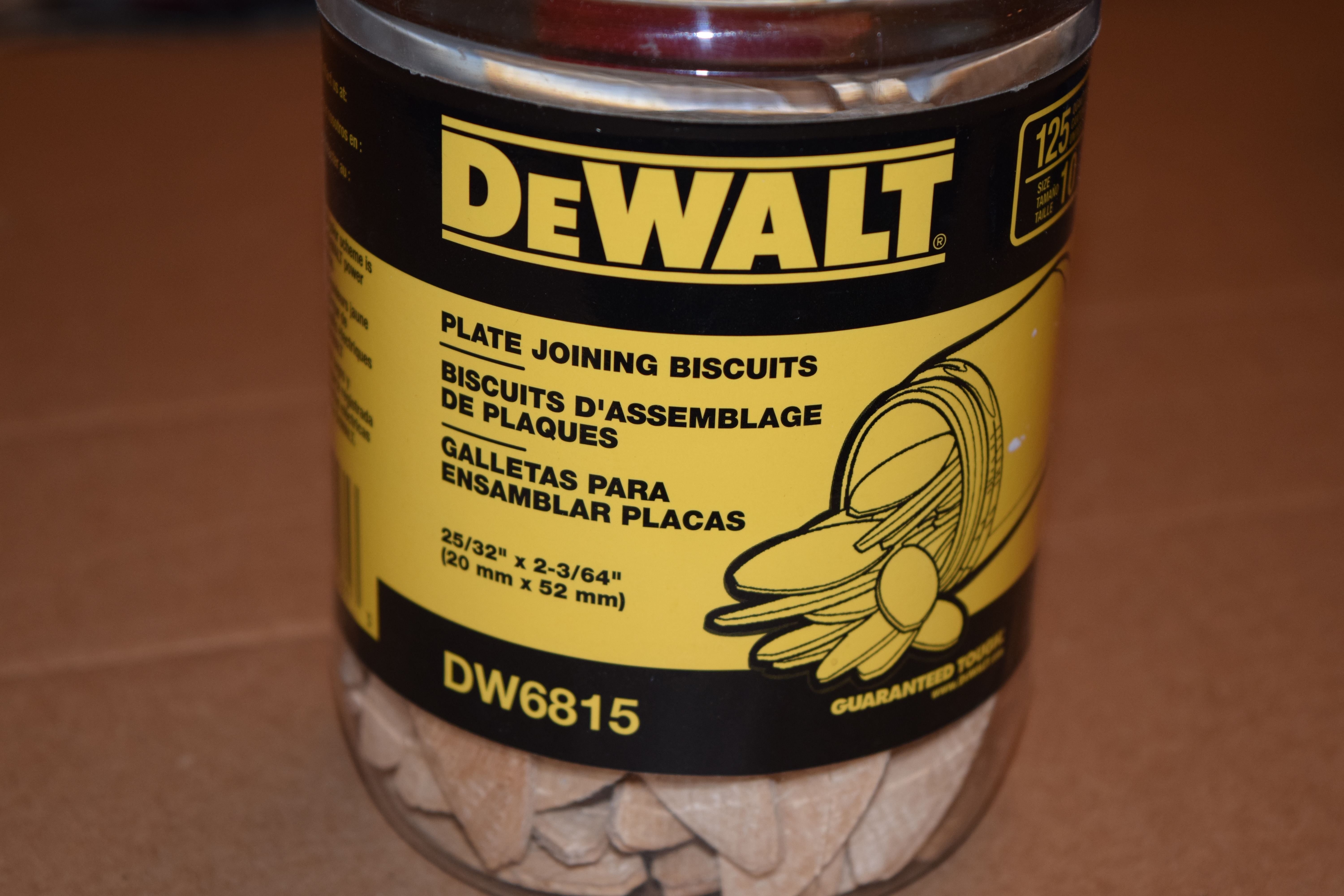 Plate Joining Biscuits (Size 10;  Model DW6815 by Dewalt, nearly full)