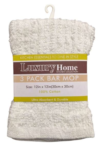 BM-3W12
LH 3PK BAR MOP SQUARE WHITE 
12X12
UPC: 812462032136
72 CS/PACK
