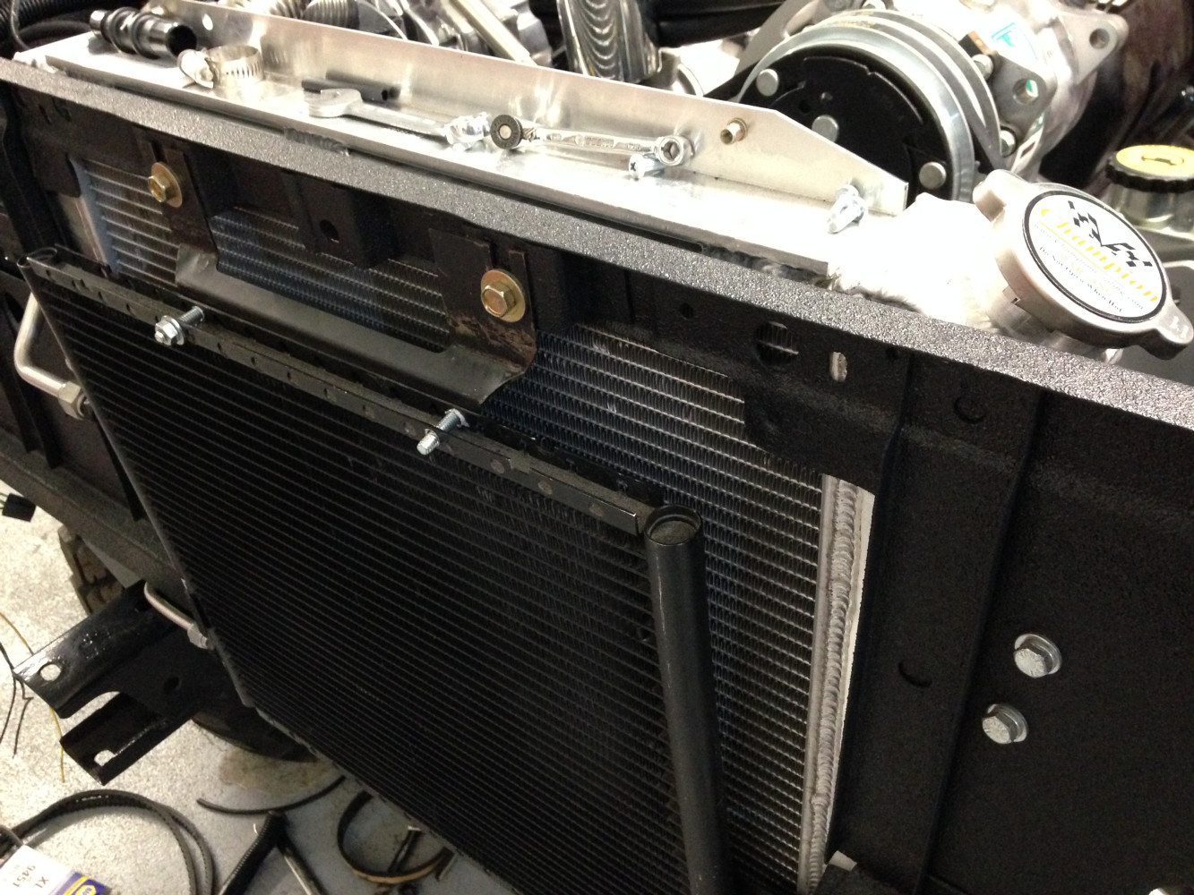 New radiator, a/c condenser, custom brackets