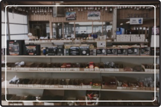 Inside the Truck Parts and Service Company’s store, the shelving.