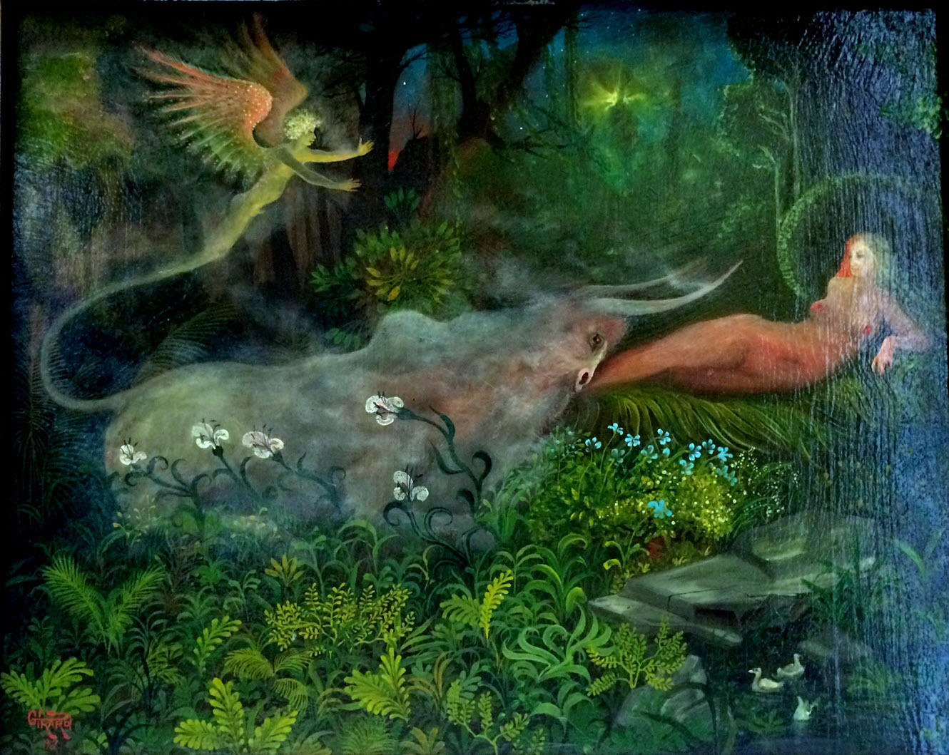 Europa and the Bull, with Eros 
Oil painting (1967 1'-4" x 1'-8") 
Artist: William Girard