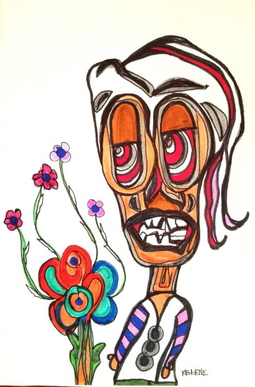 Title: I am as pretty as a flower. 11 x 14 framed. Pen and pencil on paper. All artwork copyrighted. All artwork by Kelenemonsterlove