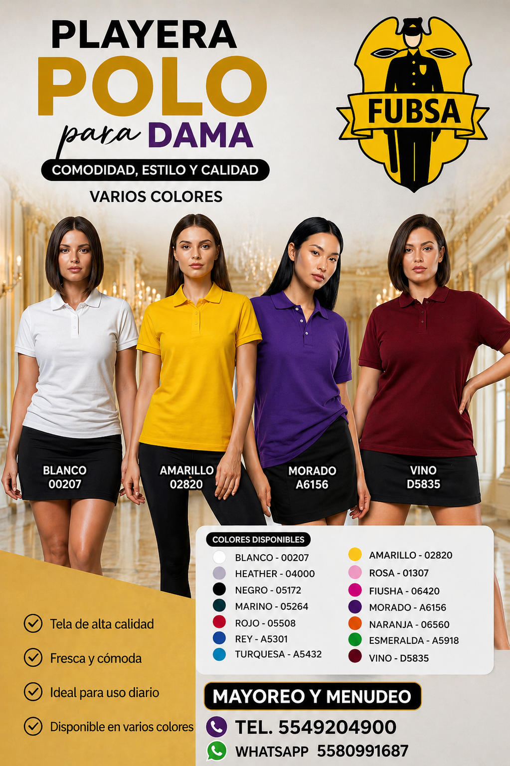 PLAYERA TIPO POLO 100% ALG.