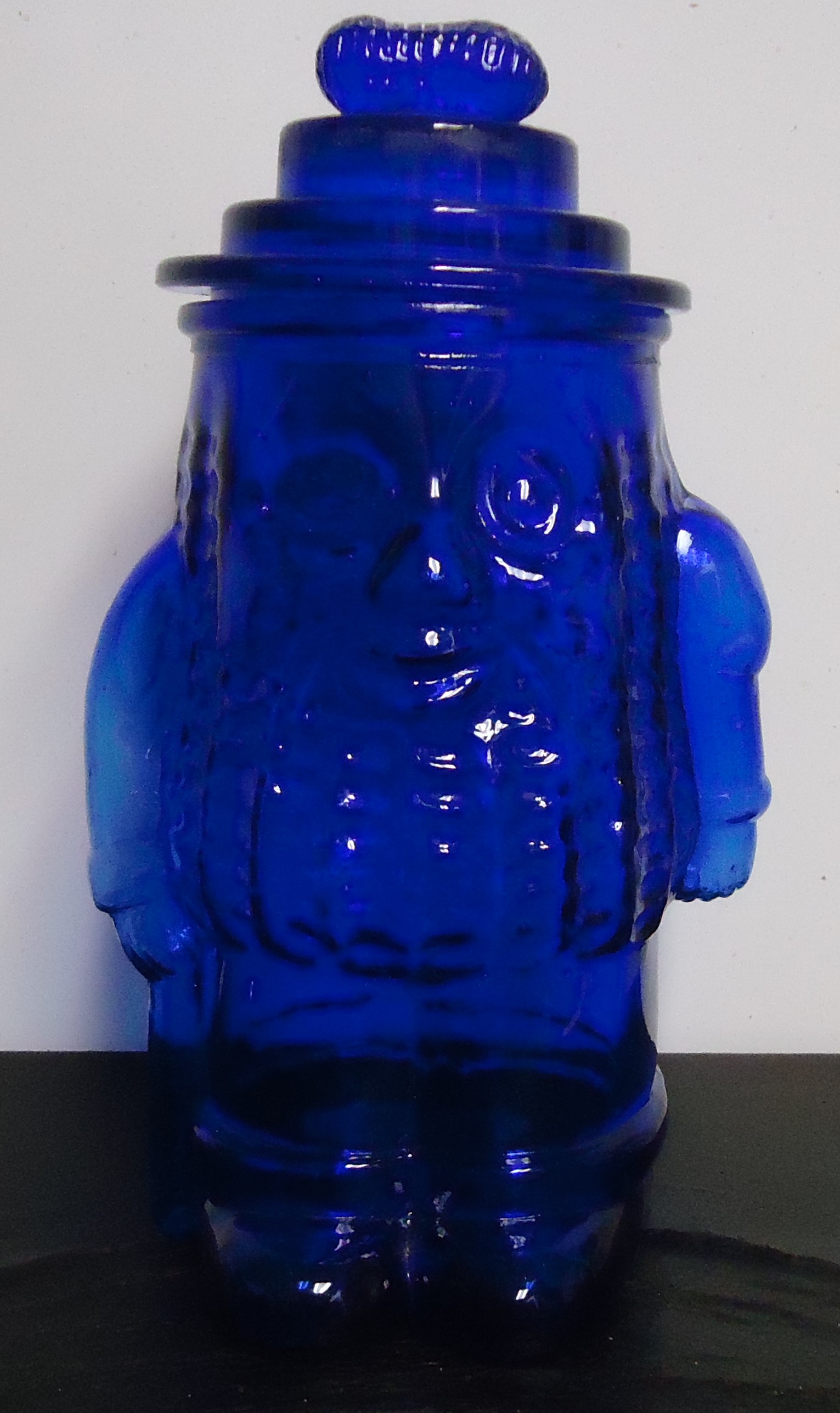 (1F)  "Mr. Peanut" Glass 
Cookie Jar (Blue)
$150.00