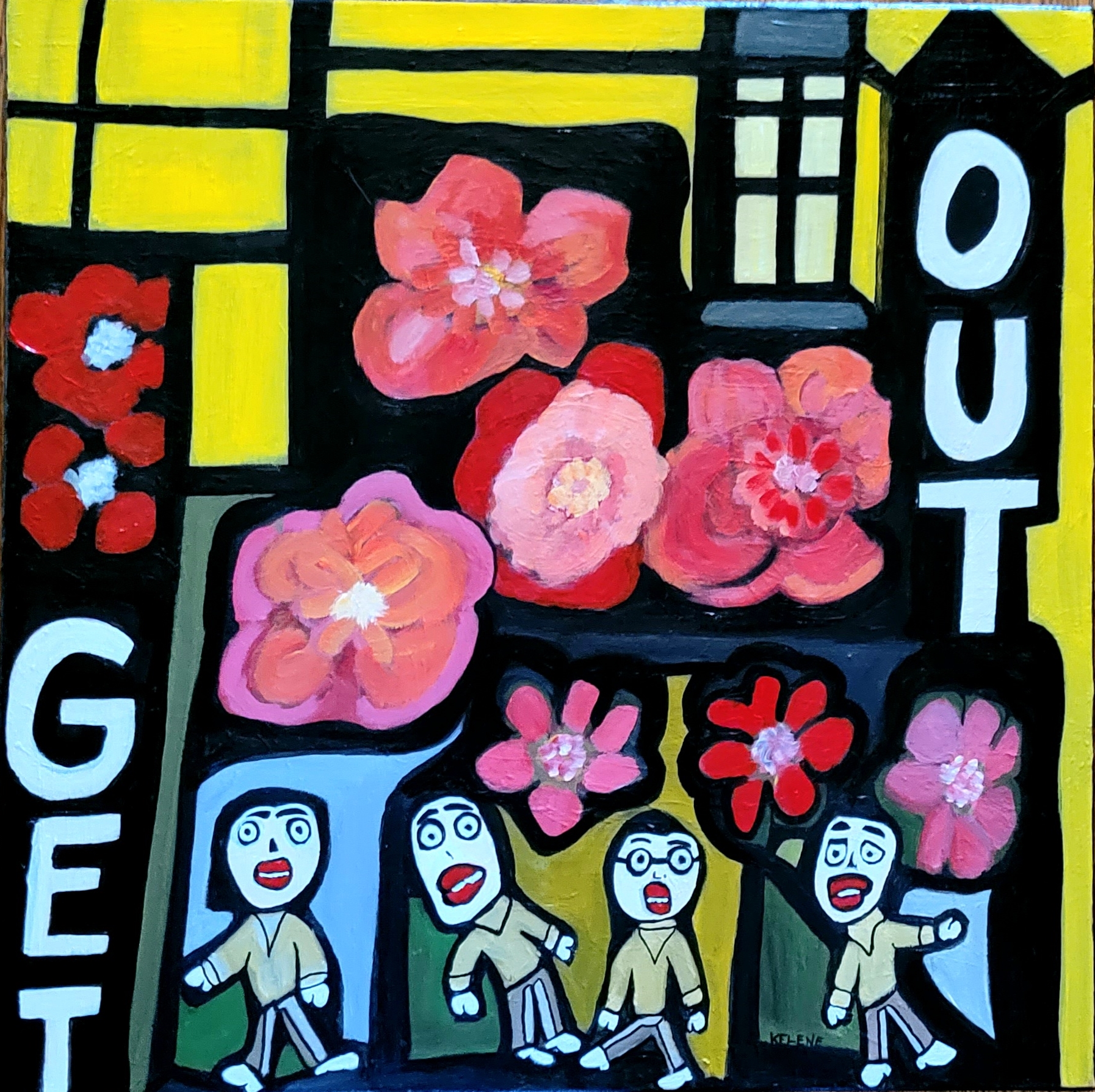 Title: Get Out.. 24 x 24. Acrylic on canvas $275,00