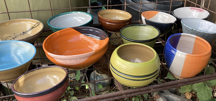 filed stoneware jugs