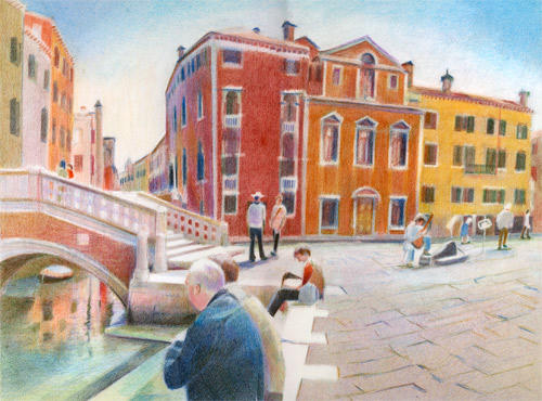 The guitar player (Coloured Pencil on HP 11.75" x 15.5")