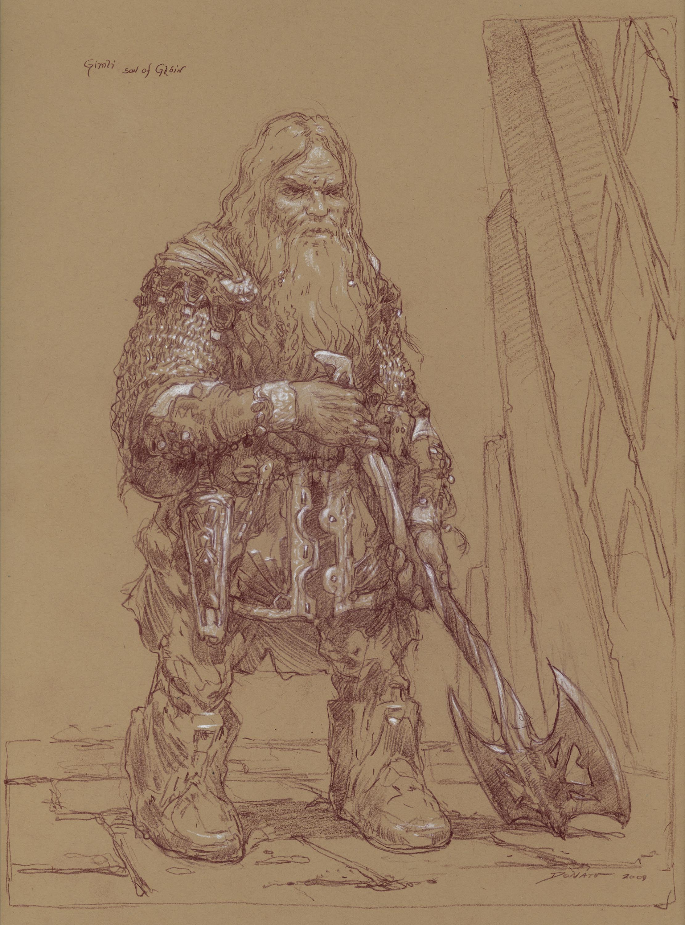 Gimli, son of Gloin
14" x11"  Watercolor Pencil and Chalk on Toned Paper