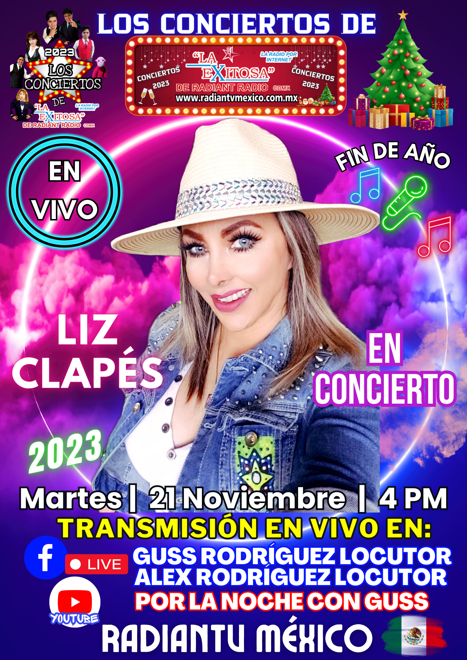 LIZ CLAPES  EN CONCIERTO LA EXITOSA DE RADIANTV MEXICO 2'23