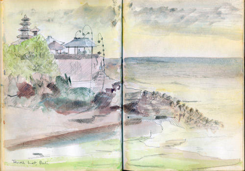 Tanah Lot 1992 (Pencil and watercolour)