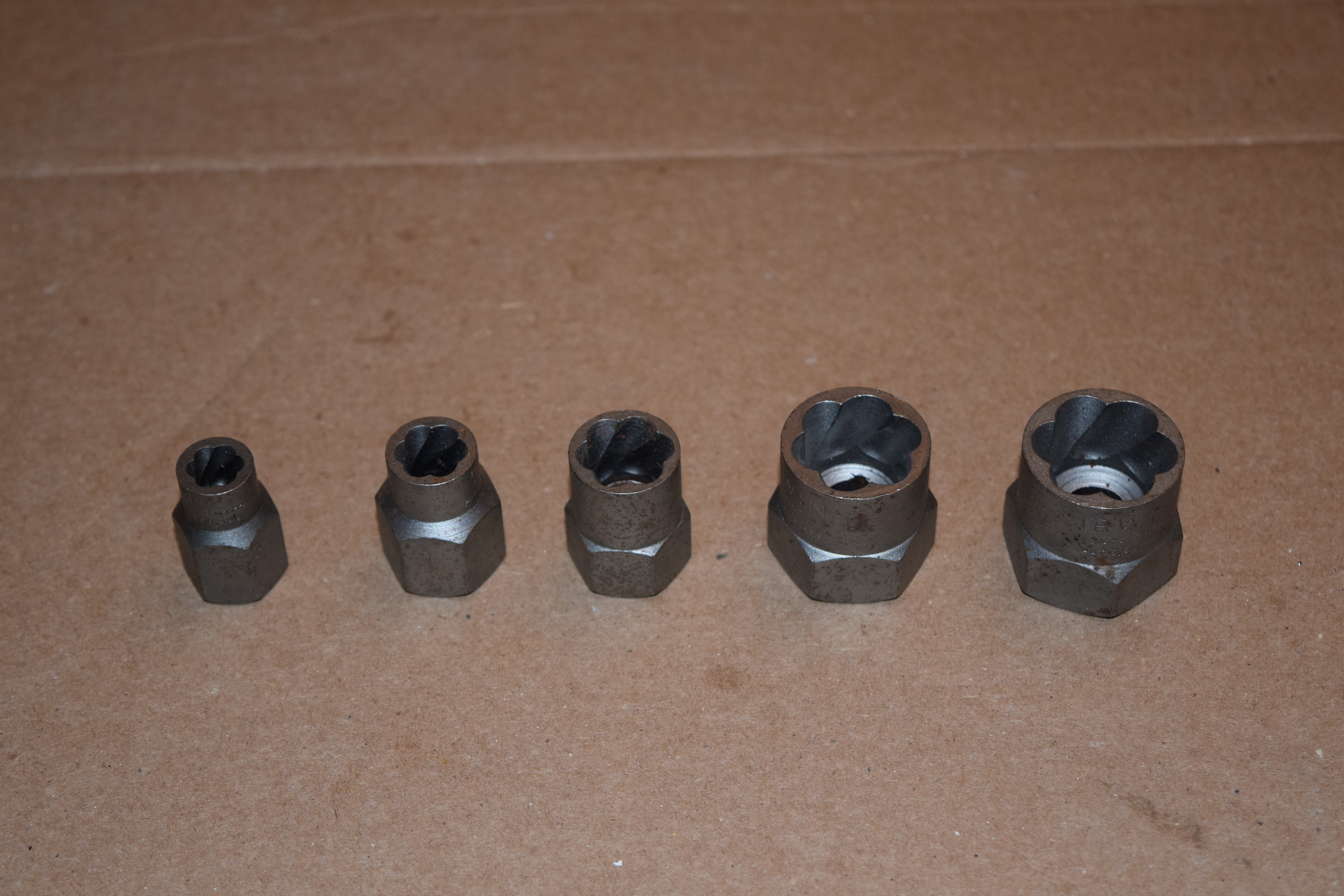 1/4" Drive Impact Sockets for ?Lug Nuts? (x5;  3/4”-19mm, 1-1/6, 13mm, 10mm, 5/16-8mm) 