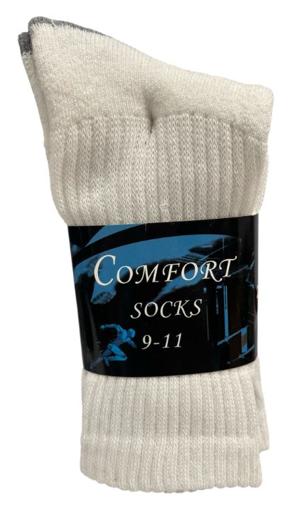 C308 
2PK COMFORT SOCKS CREW  WHITE W/GREY HEEL&TOE 9-11
UPC 6135698764386
C408
2PK COMFORT SOCKS  CREW  WHITE W/GREY HEEL&TOE 10-13
UPC 812462030163
80 CS PACK