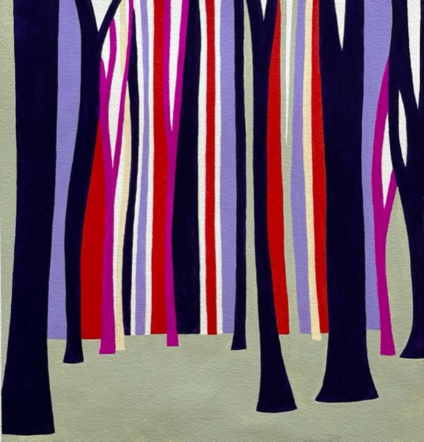 Levinson, Purple Trees, 11" x 11 1/4" Acrylic