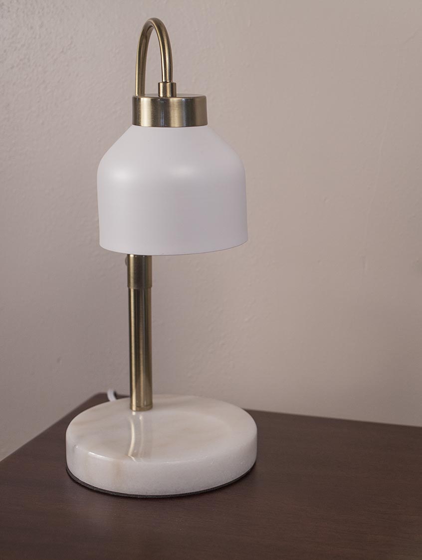 White candle warmer lamp with marble base