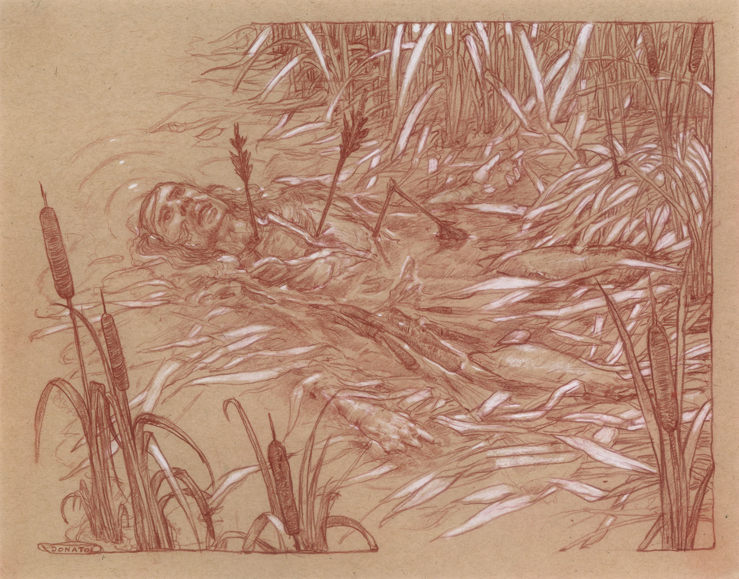 Isildur - The Ring Slipped Away
11" x 14" watercolor pencil and chalk  on toned paper 2023
