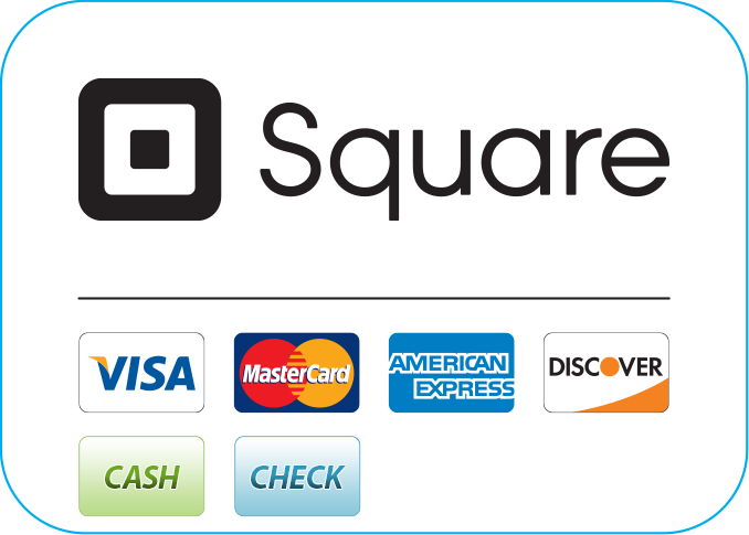 We accept Visa, MasterCard, American Express, Discover, Cash and Check.