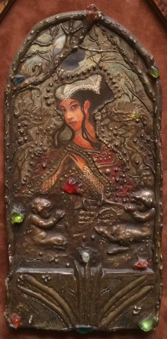 Medallion in center panel of small triptych
Artist: William Girard
Photo courtesy of Ken Weikal, Farmington Hills, MI