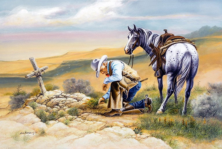 " Tribute to a Missing Cowboy "
Image size 28 x 34"
Watercolor