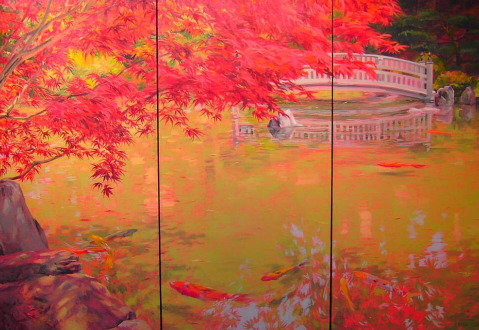 Japanese Garden Triptych 48x72