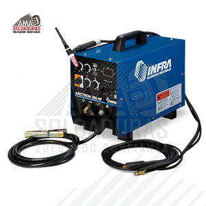 ARCTRON 285 HF

Categoría: Proceso TIG GTAW
Trabajo: Industrial ligero
Alimentación: 220 V
Rango de amperaje de soldadura:	30-285 A, CD
Ciclo de trabajo: 40% (3 fases), 60% (2 fases)
Suelda con: Para soldadura de electrodo revestido (SMAW) de C.D. en diámetros desde 1.6 hasta 4.7 mm (1/16” a 3/16”) en todo tipo de electrodo. Para soldadura con proceso TIG (GTAW) de C.D. con electrodos de tungsteno en diámetro de 0.040” hasta 3/32”.