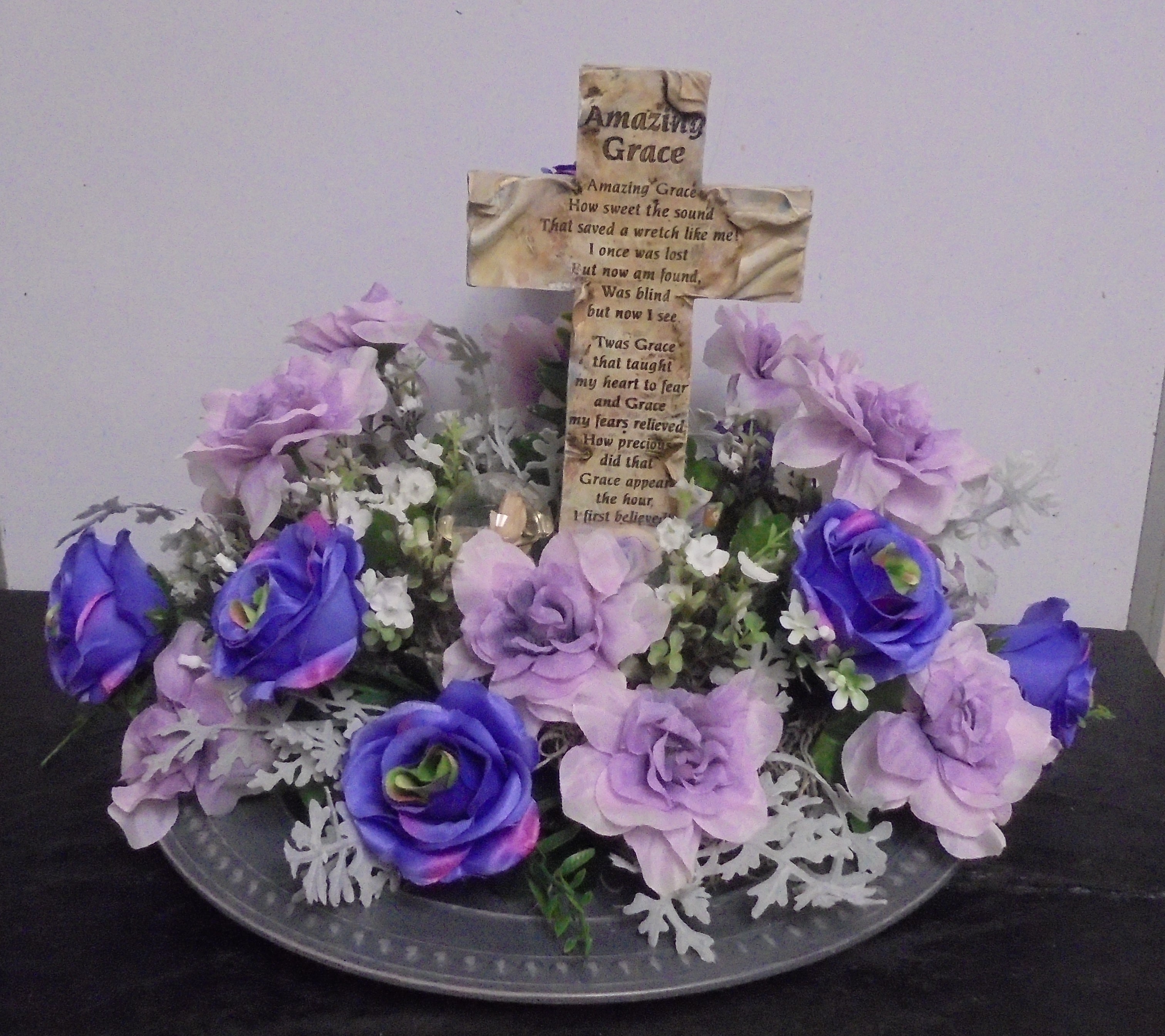 (34) "Silk" Cross Arrangement
(Lavender & Purple)
$45.00