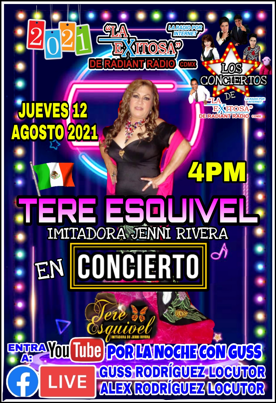 tere esquivel en concierto imitadora de jenni rivera jueves 12 agosto 2021 la exitosa de radiantv mexico 