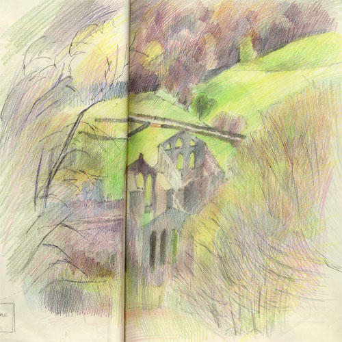 Sketchbook/England: View of Rievaulx Abbey 
