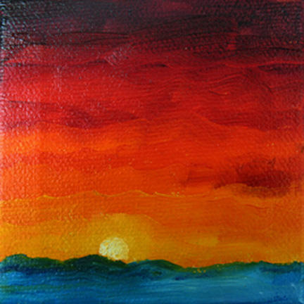 Sunset ~ 3" x 3" Oil on Stretched Canvas  $39