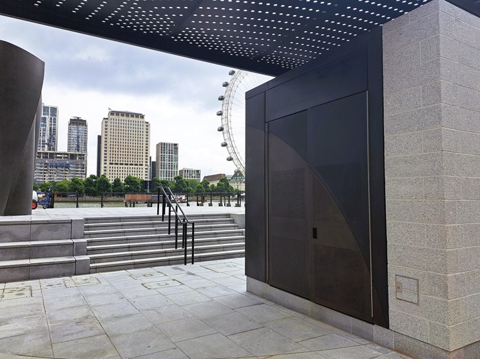 Victoria Embankment Thames Tideway Artistic Metals bronze coating on cladding, roof panelling.