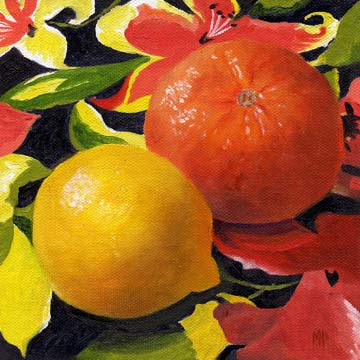 "Lemon And Orange" - 6"x6" Oil On Canvas Panel  SOLD