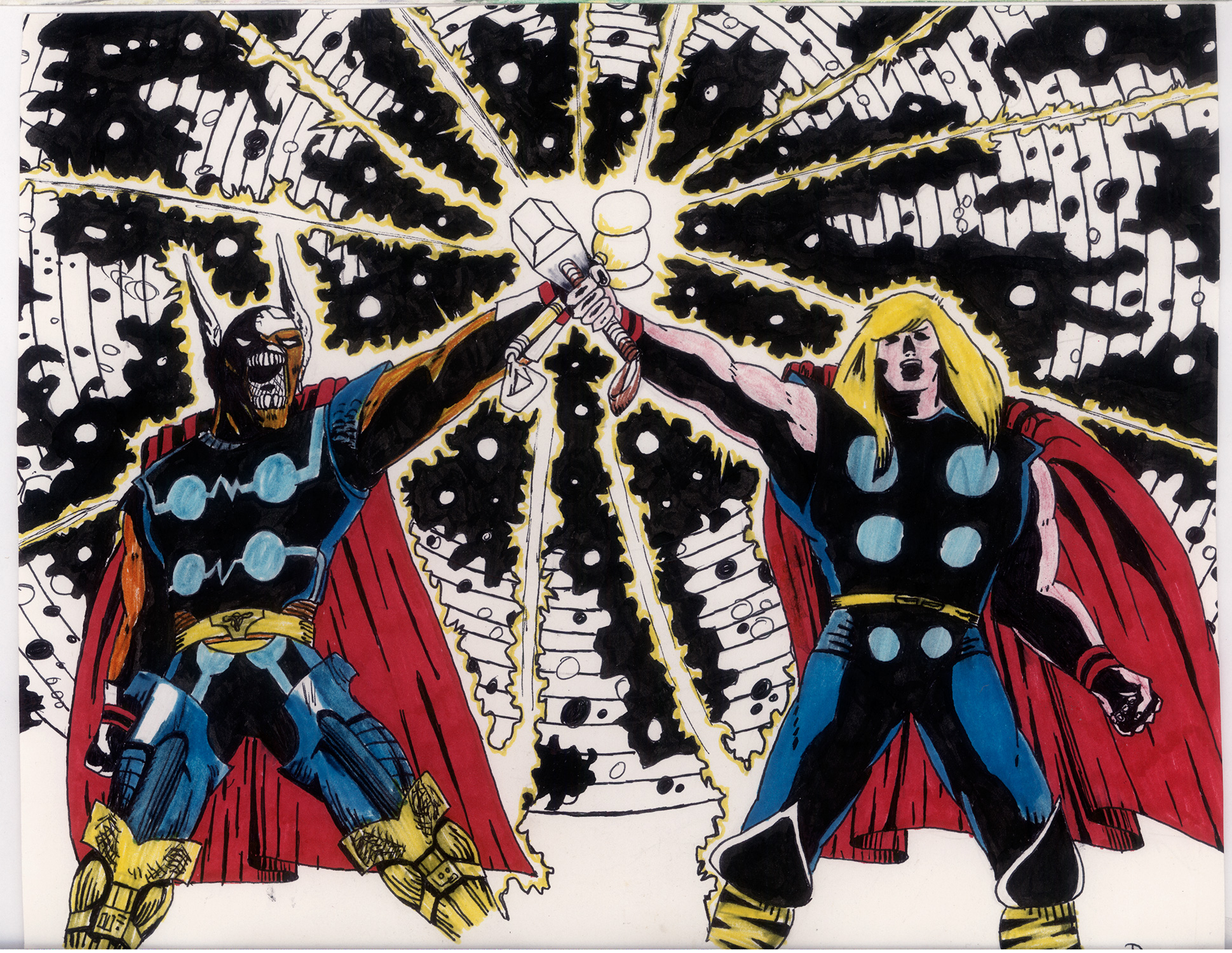 Beta-Ray Bill and Thor
11" x 14"  Ink and Watercolor on Paper 1983