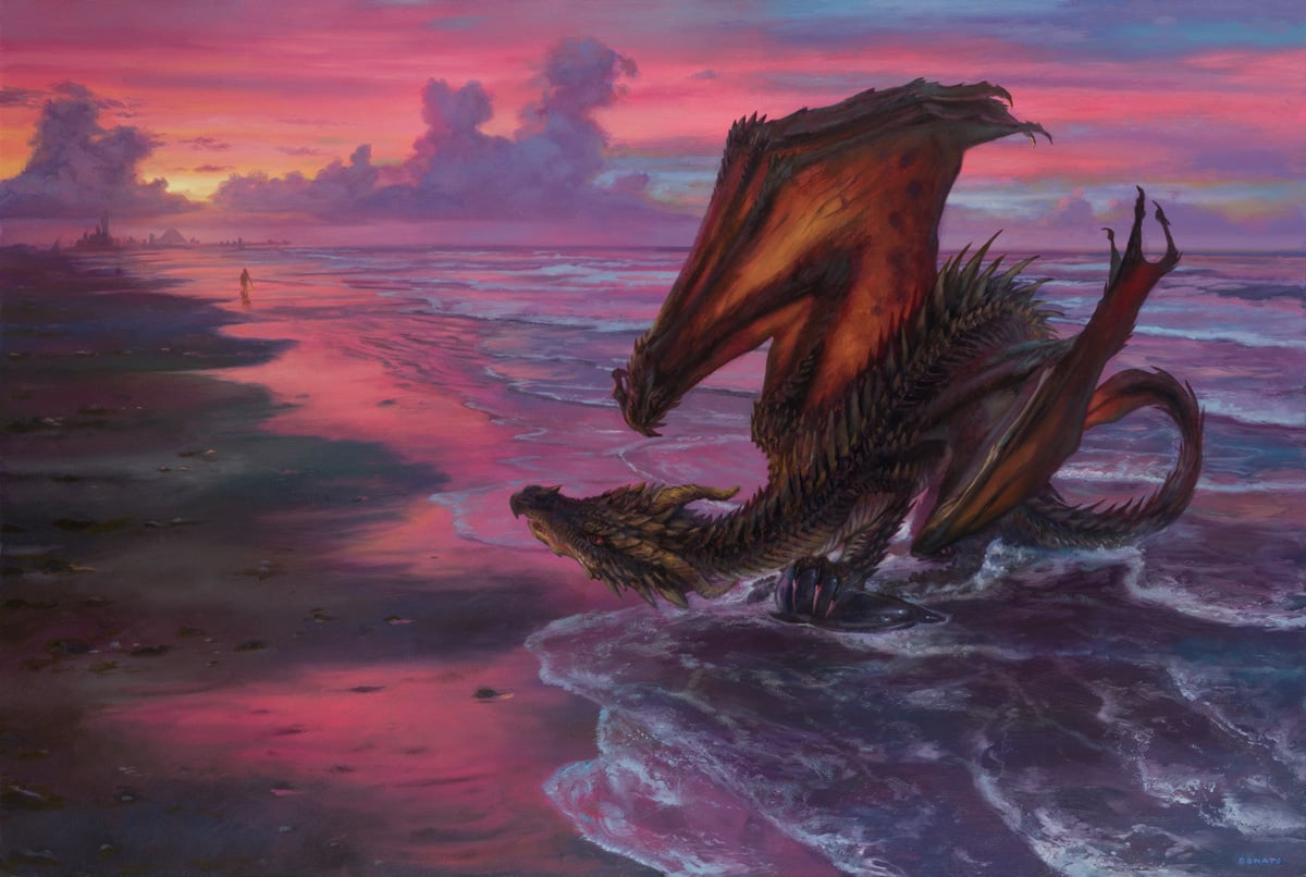 Drogon and Daenerys at Slaver's Bay
20" x 30" Oil on Panel 2018
from A Song of Ice and Fire by George R.R. Martin
private collection