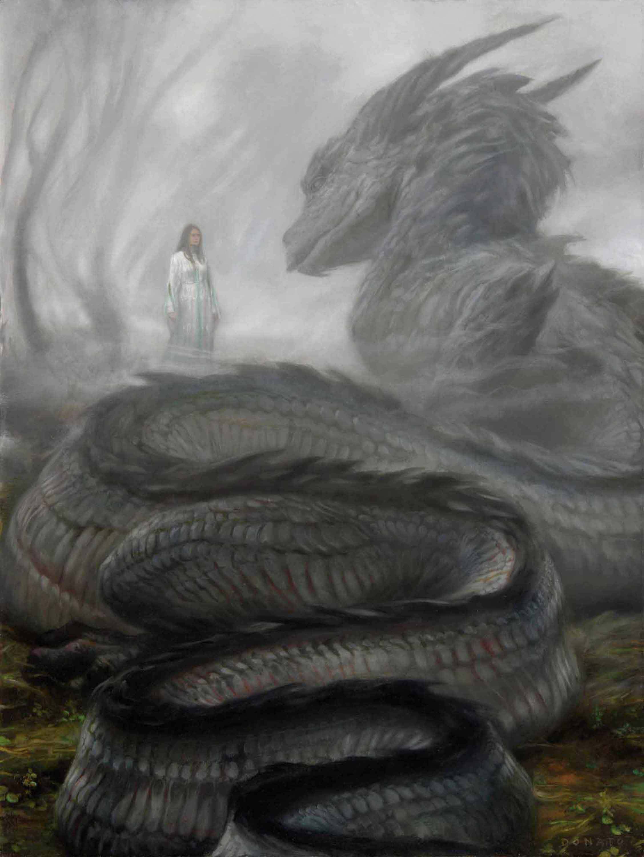 Forgetfulness
24" x 18"  Oil on Panel  2013
Nienor and Glaurung on the hill Amon Ethir
collection of Chris Redlich