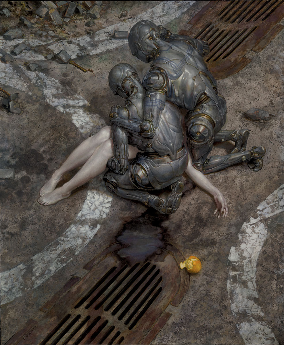 Sorrow 
27" x 33" oil on panel 2014 
one of the first images in the Empathetic Robot series
private collection