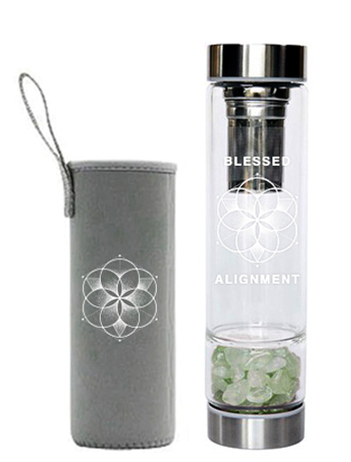Crystal Chamber Glass Water Bottle With Aventurine