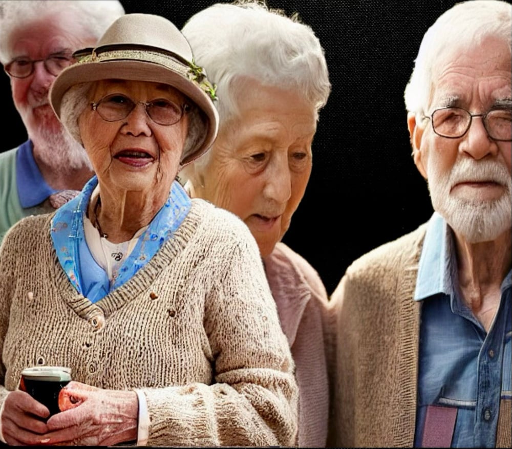four elderly people