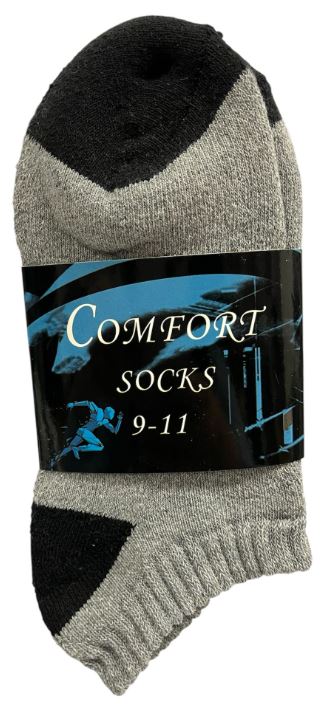 L309 
2PK COMFORT SOCKS LOW CUT GREY W/BLACK HEEL & TOE 9-11
UPC 6223416781255
L409
2PK COMFORT SOCKS LOW CUT GREY W/BLACK  HEEL&TOE 10-13
UPC 812462030538
120 CS PACK