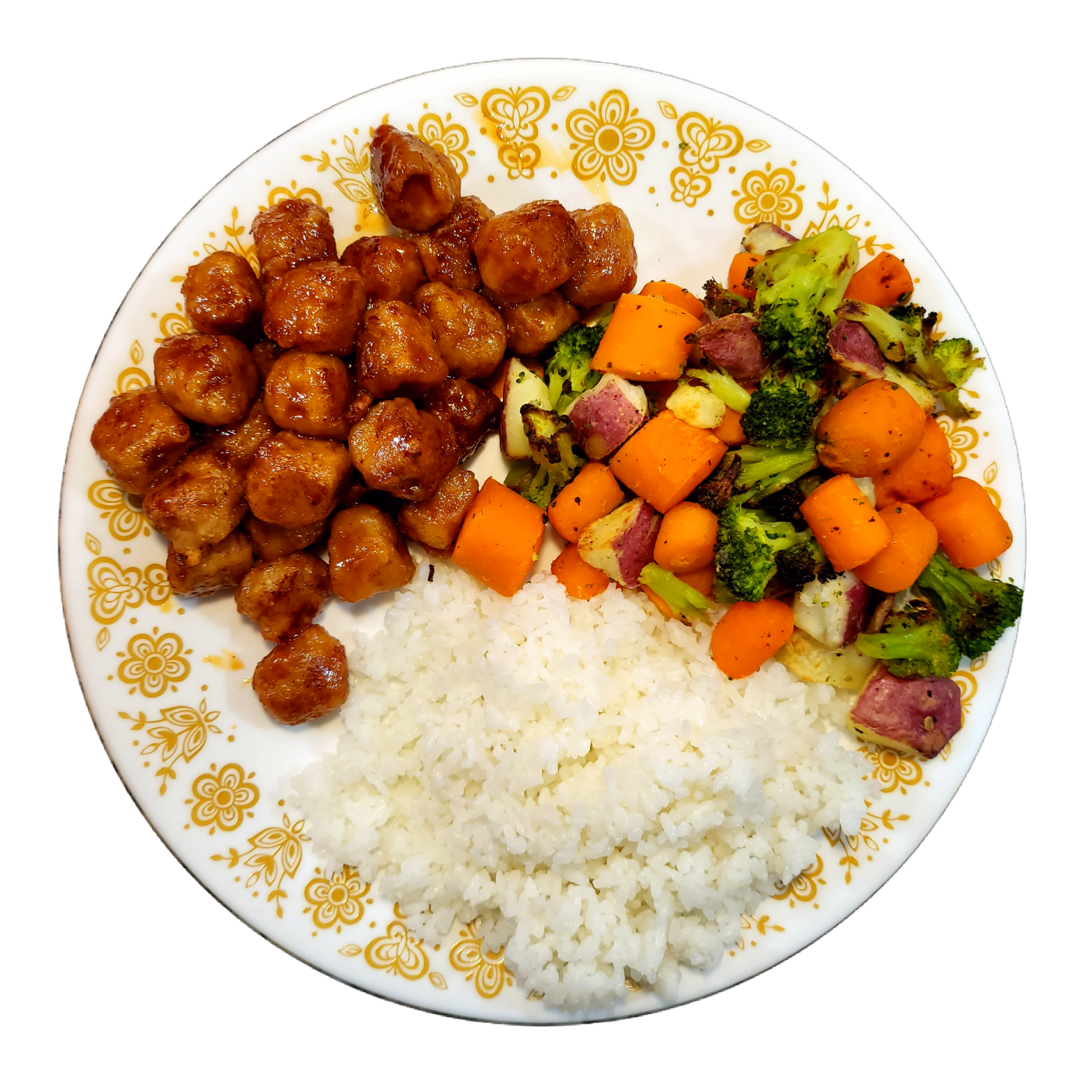 Orange Chicken Mixed Veggies White Rice