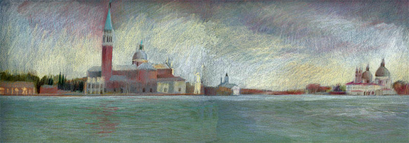 Venice Vista #2 (Coloured Pencil on Canson MT 8.25" x 23.5")