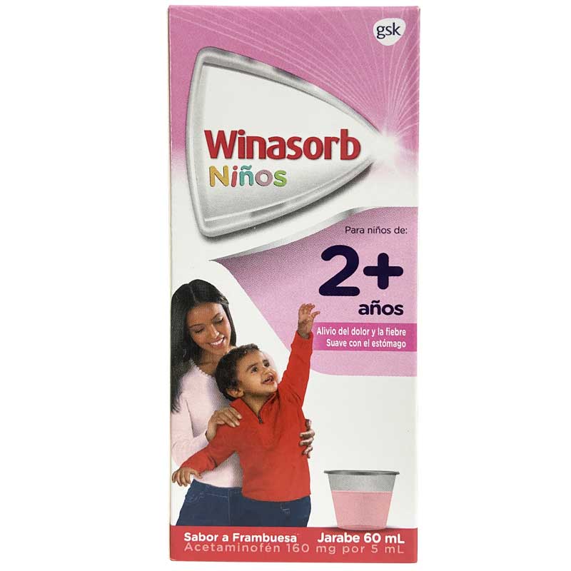 Para el efectivo alivio del dolor y la fiebre en niños de 2 a 12 años, escoge Winasorb Niños Tabletas