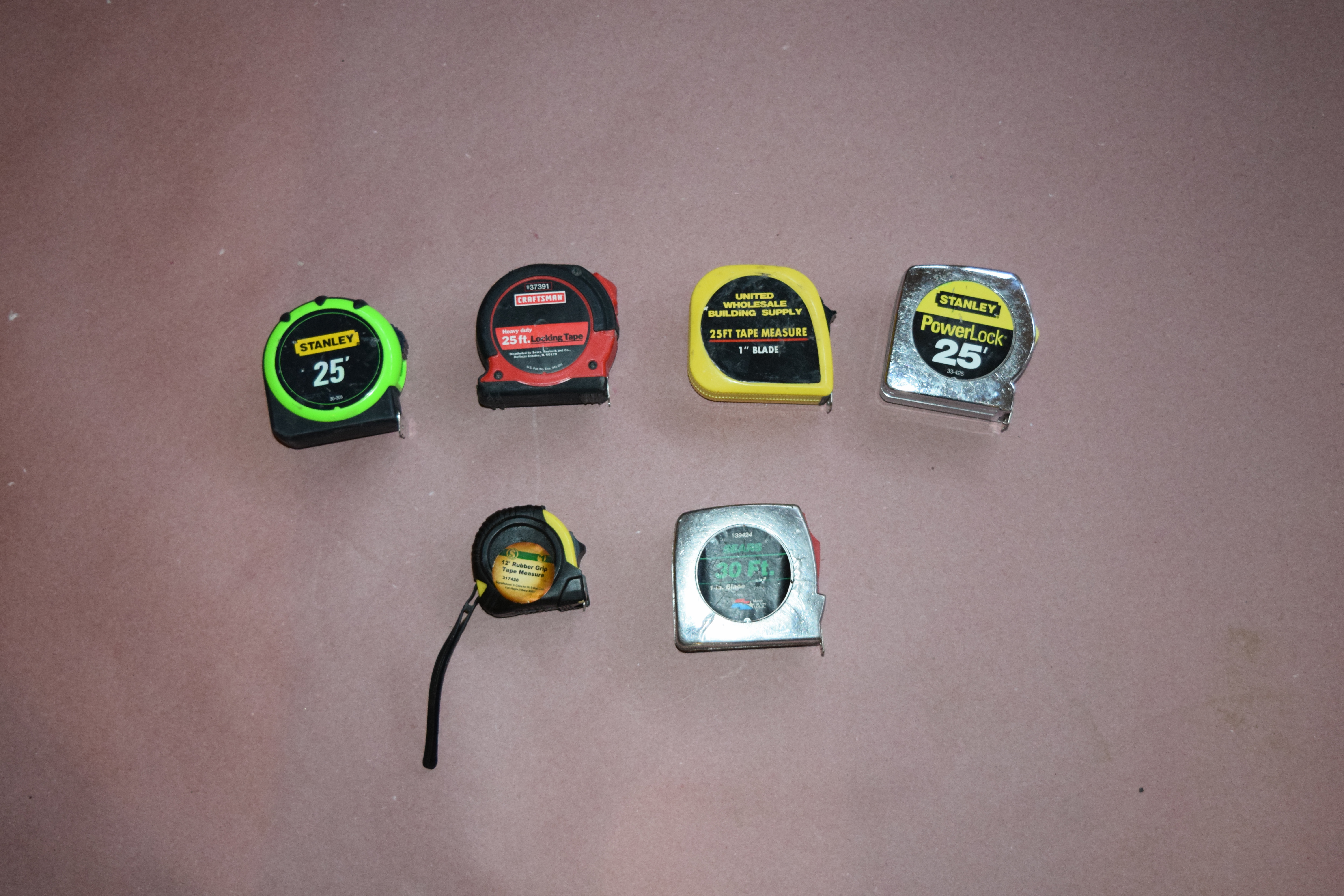 Tape Measures (x4 25’, x1 30’, x1 12”)