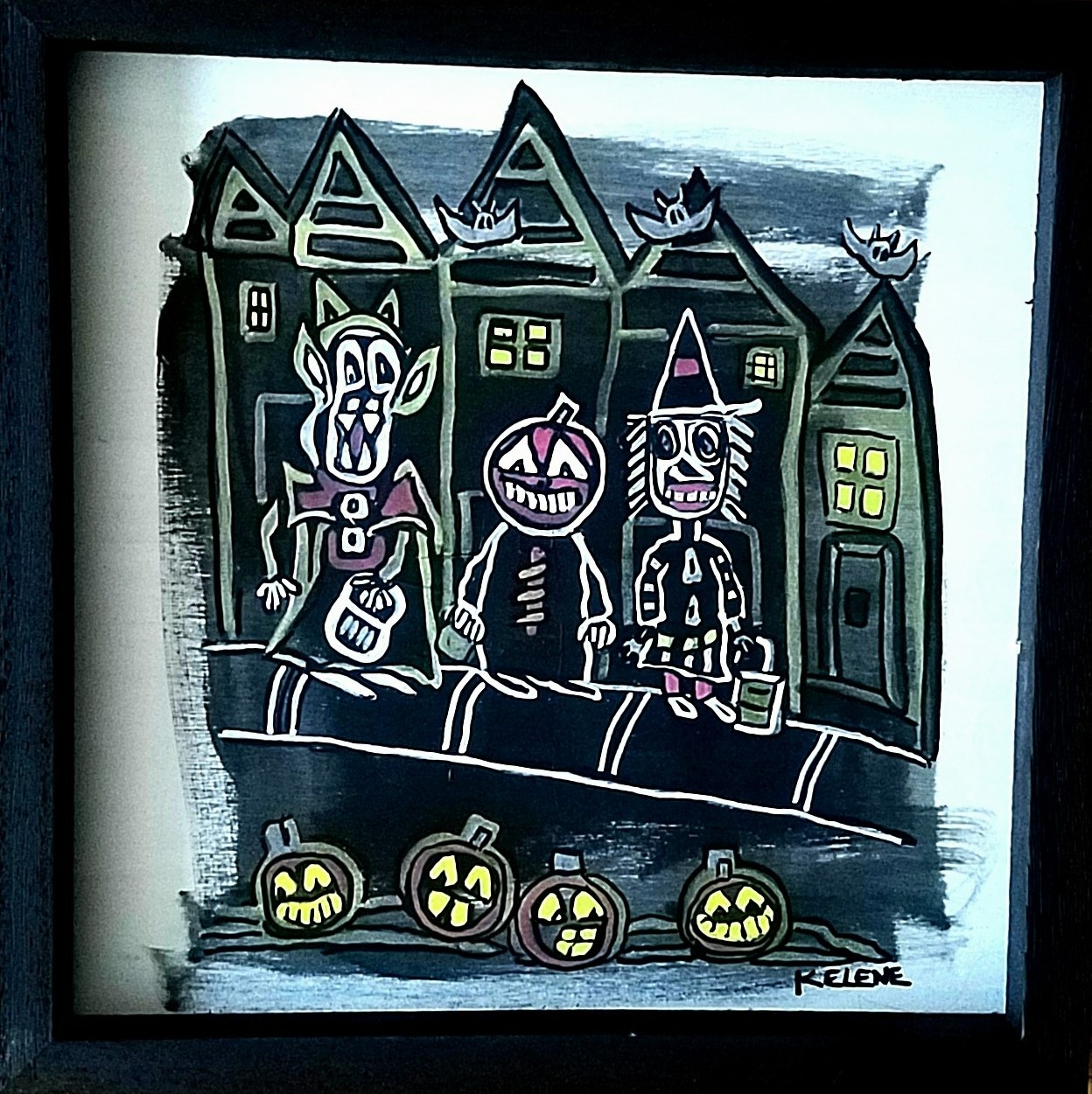 SOLD Title: Trick or treat. Acrylic on canvas. small painting