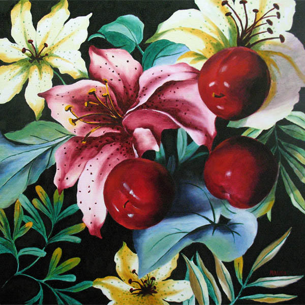 Lillies And Plums
20 x 20 inch oil on canvas