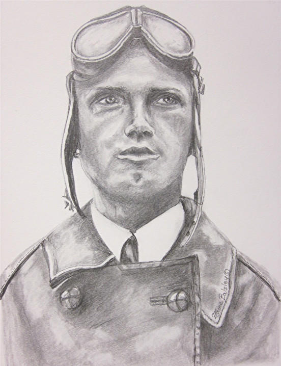 "Lindbergh - The Lone Eagle", Graphite on Paper  Donated to the USAF Art Program