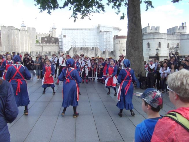 Whitethorne dancing outside the Tower of London