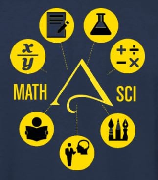 MathSci Open Delta with the seven symbols of the Liberal Arts.