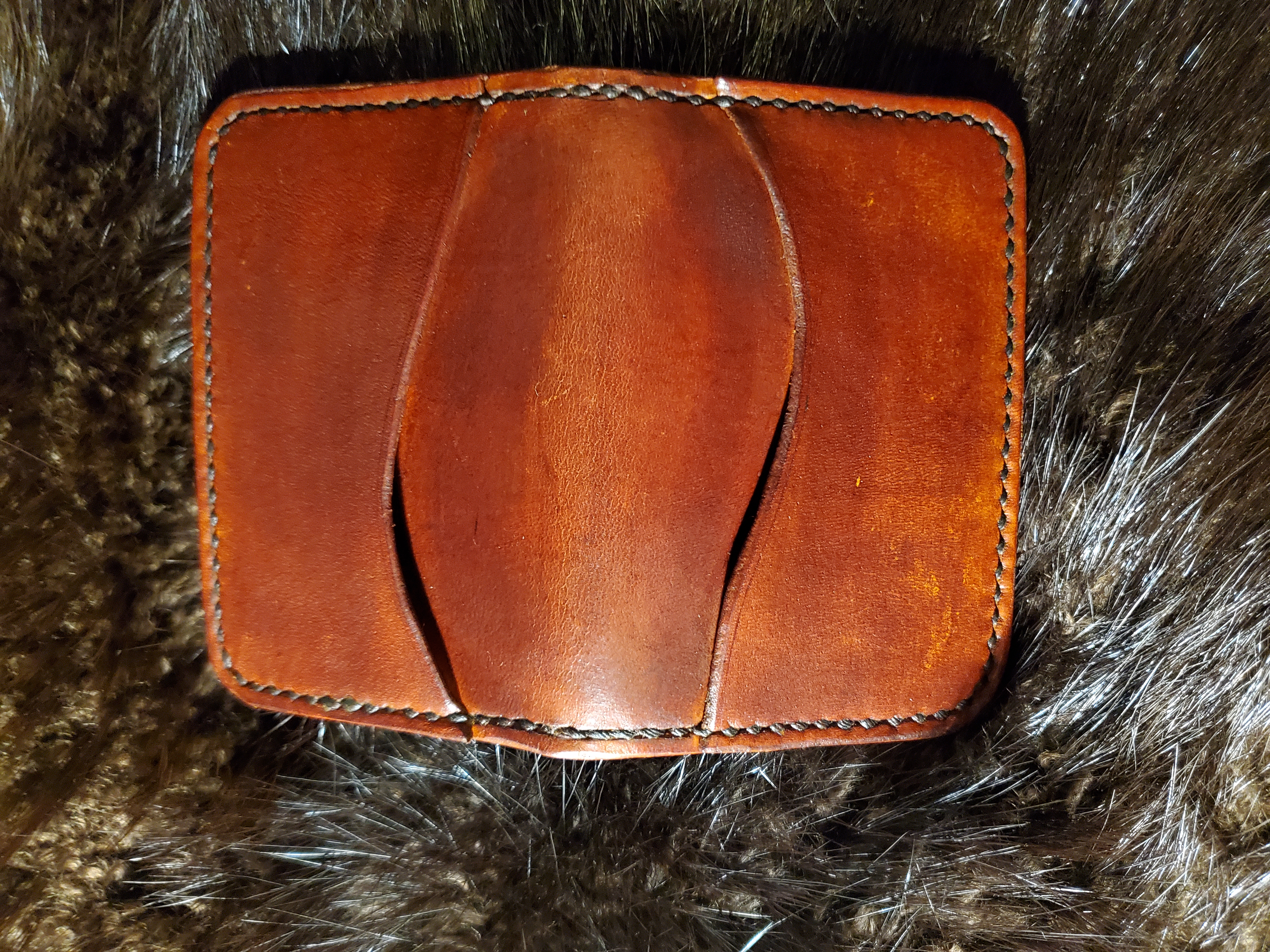 (Outside) 6 pocket minimalist wallet, Hand tooled, hand stitched... $75.00