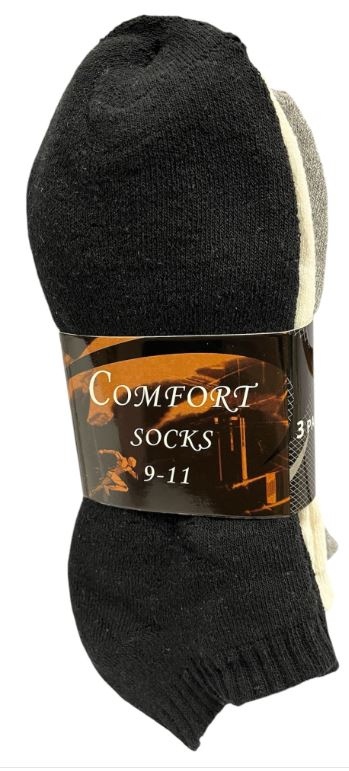 L107 
3PK COMFORT SOCKS LOW CUT COMBO 9-11
812462030972
L207
3PK COMFORT SOCKS LOW CUT COMBO 10-13
812462030903
