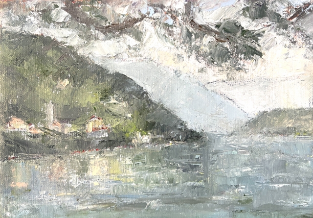 Levant, Lake Como, Italy, 5" x 7" Oil