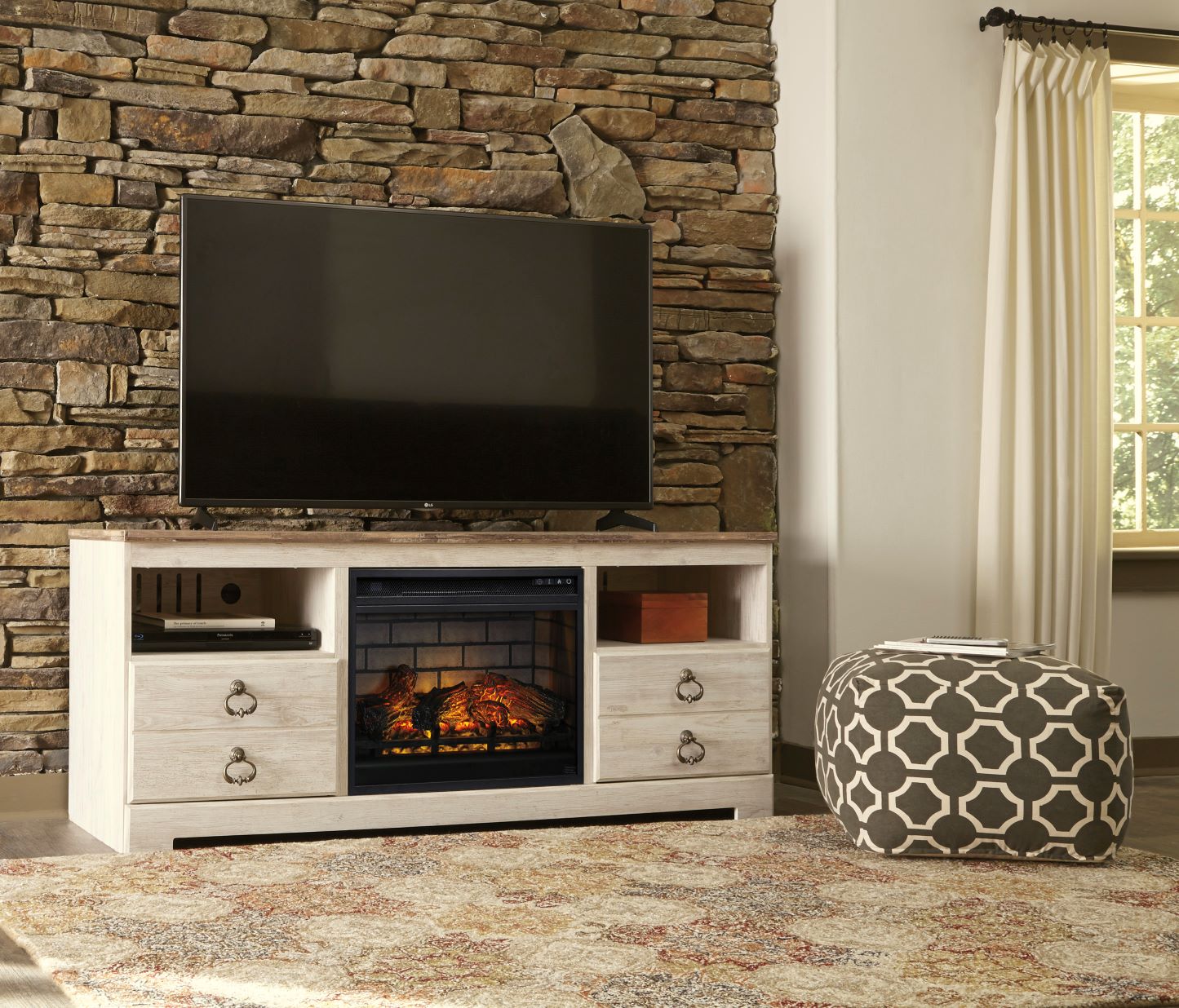W267-68 TV Stand
* with optional fireplace insert